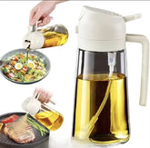 2-in-1 Oil Sprayer Bottle for Kitchen – Spray & Pour Dispenser for Cooking, Baking and BBQ