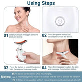 Rechargeable Neck & Face Massager with EMS Microcurrent – 3 Color Light Therapy, Hot Compress & Vibration Facial Skin Care Device (Type-C Charging)