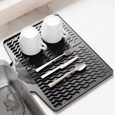 Premium Silicone Sink Drying Mat With Drain Spout - Kitchen Accessory Designed For Dish Drying And Water Drainage Maintenance Routine